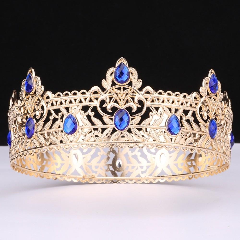 Rhinestone King Crown Luxury Crystal Queen Princess Tiara Beautiful Crystal Cake Topper  Men Women