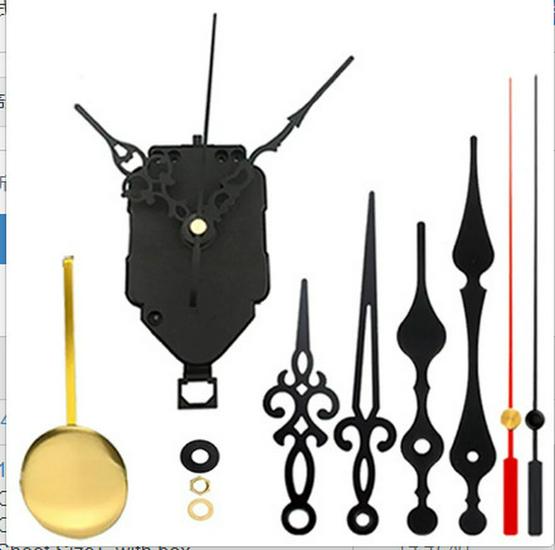Quartz Clock Movement Set: Metal Hour, Minute & Second Hands with Pendulum In Various Shaft Lengths
