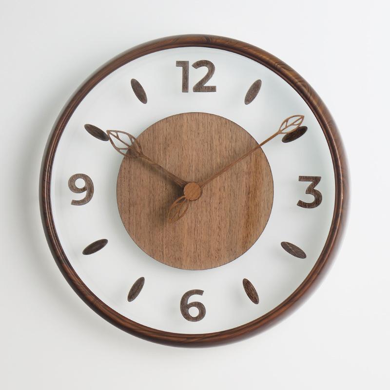 Japanese Solid Wood Wall Clock Simple Transparent Creative Radio Clock Wall Clock Living Room Home Home Decoration Clock