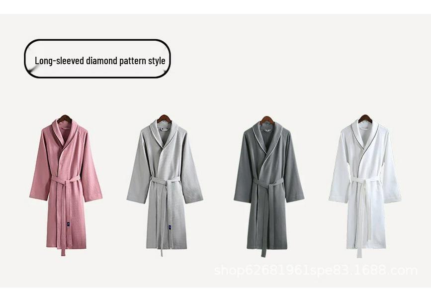 Unisex Quick-Dry Cotton Waffle Bathrobe - Ideal for Summer and Hotels