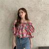 Women's Summer Seaside Holiday Off-shoulder Flower Color Shirts Female Large Size Loose Two Ways To Wear T-shirt Top