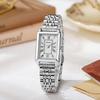 Stainless Steel Women's Square Quartz Watch - Luxury Korean Style