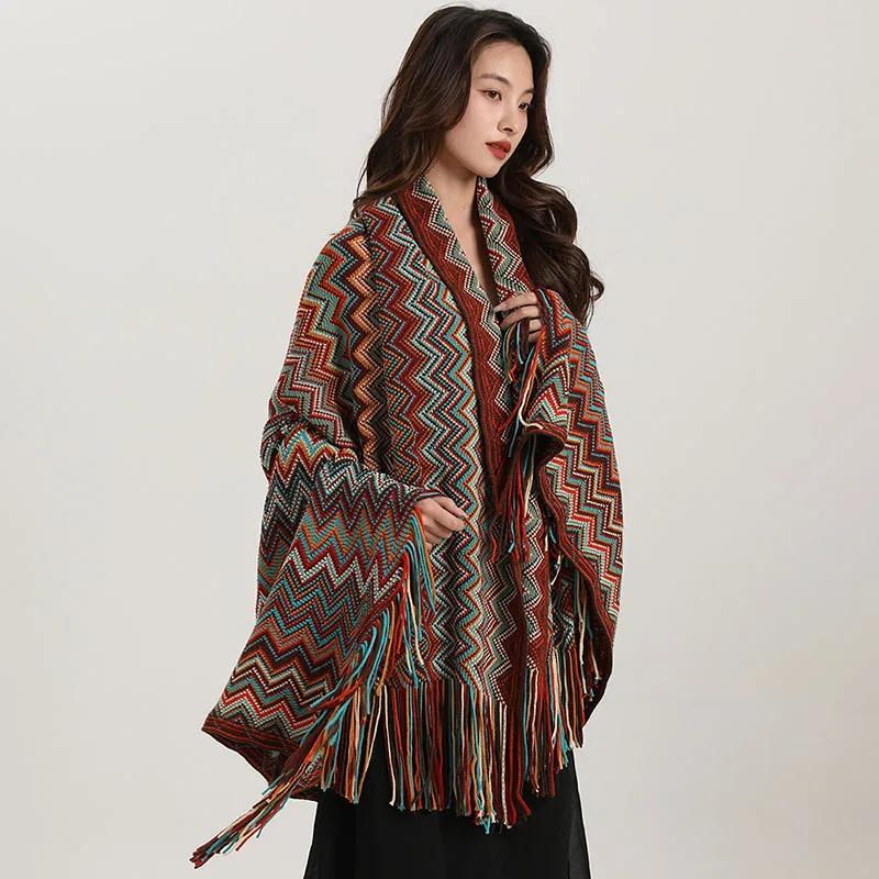 Bohemian Wavy Fringe Shawl Fashion Multifunctional Sofa Cover Blanket For Spring Autumn Shoulder Line Blanket For Office Nap