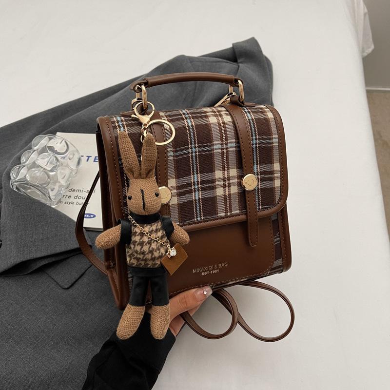 Retro plaid backpack women's fashion niche design 2025 new casual street trend schoolbag travel backpack