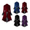 Women Vintage Long-sleeved Waist Back Bandage Lace Stitching Jacket OverCoat