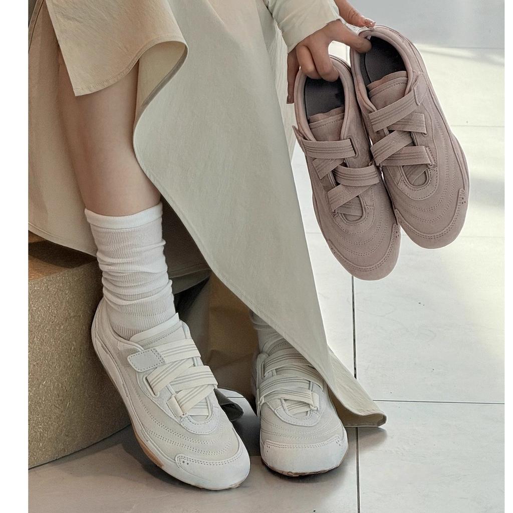 Ruoji 2025 neue Klettverschluss-Ballett-Trainingsschuhe im französischen Retro-Stil, vielseitige Damen-Freizeit-Sportschuhe