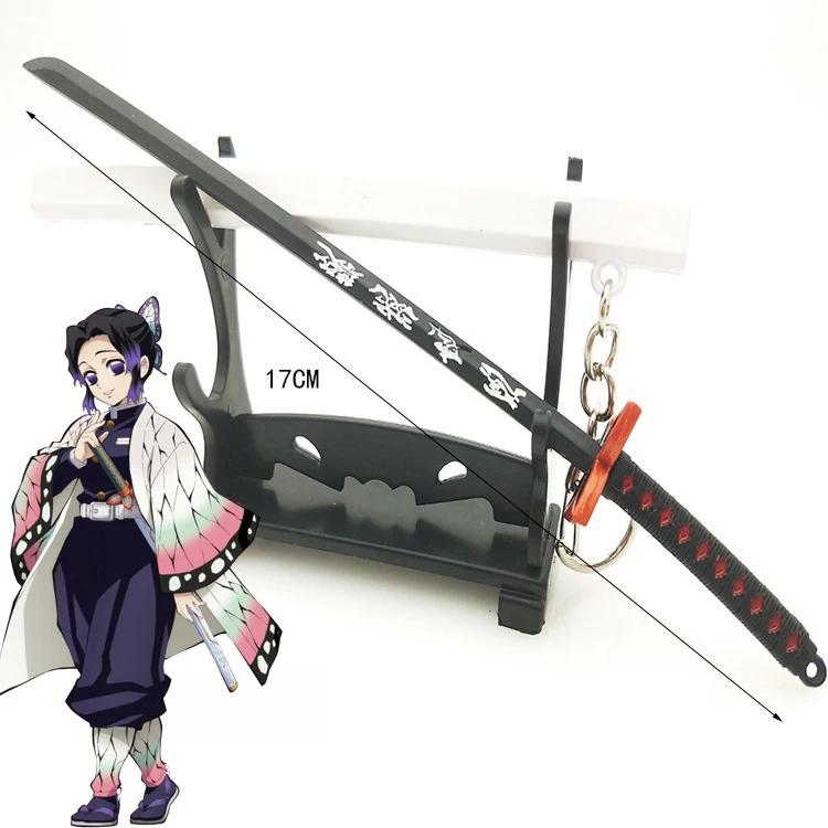 17cm Mini Demon Slayer Katana Anime Kimetsu No Yaiba Tanjirou Shinobu Sword Real Japanese Katana Metal Samurai Sabre Toy Gift