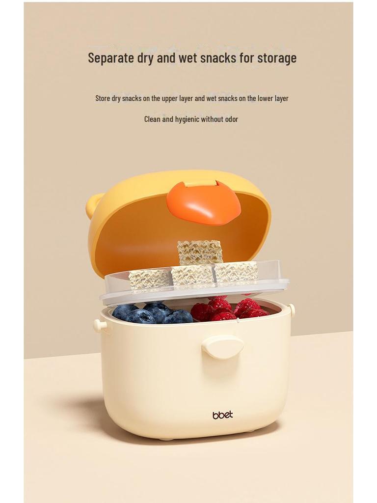 Portable Baby Snack & Milk Powder Box with Separate Layers for Outdoor Use