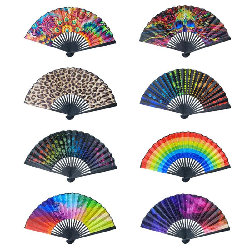 23cm Large Chinese Folding Hand Rave Fan Art Craft Gift Wedding Dance Hand Fan Festival Party Fan Gift Fan Home Decor Drag