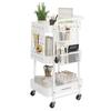 SONGMICS 3-Tier Storage Cart, Rolling Utility Cart, Metal Mesh Shelves, 2 Removable Pegboards, 2 Hanging Holders, 4 Hooks