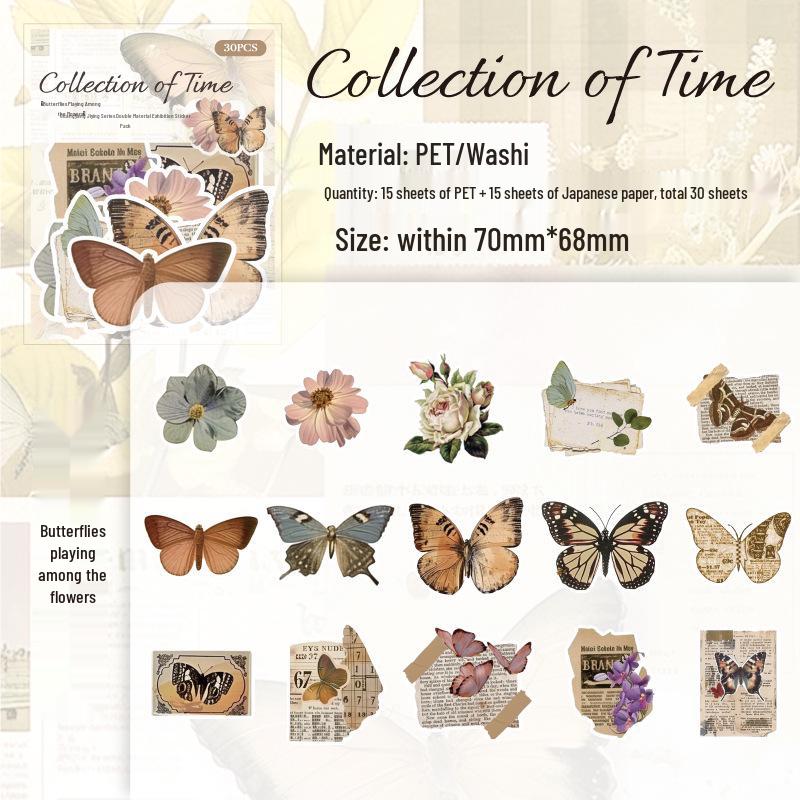 Time Series Paper Trace Sticker Pack - 6 Styles for Journaling, Collage, and DIY Decoration