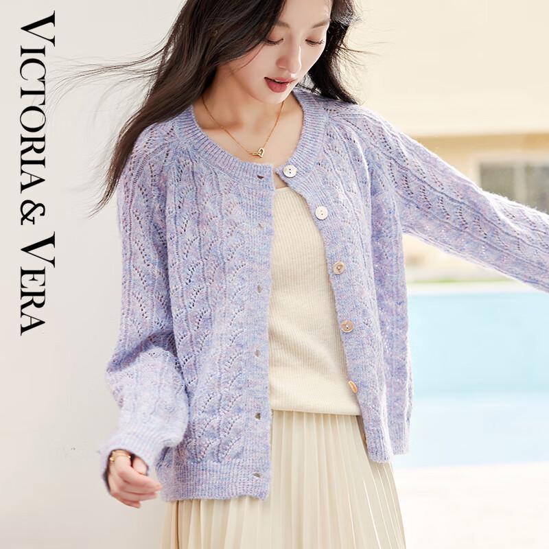 

VICTORIA&VERA Women s Wool Blend Petal Pattern Knit Cardigan XL
