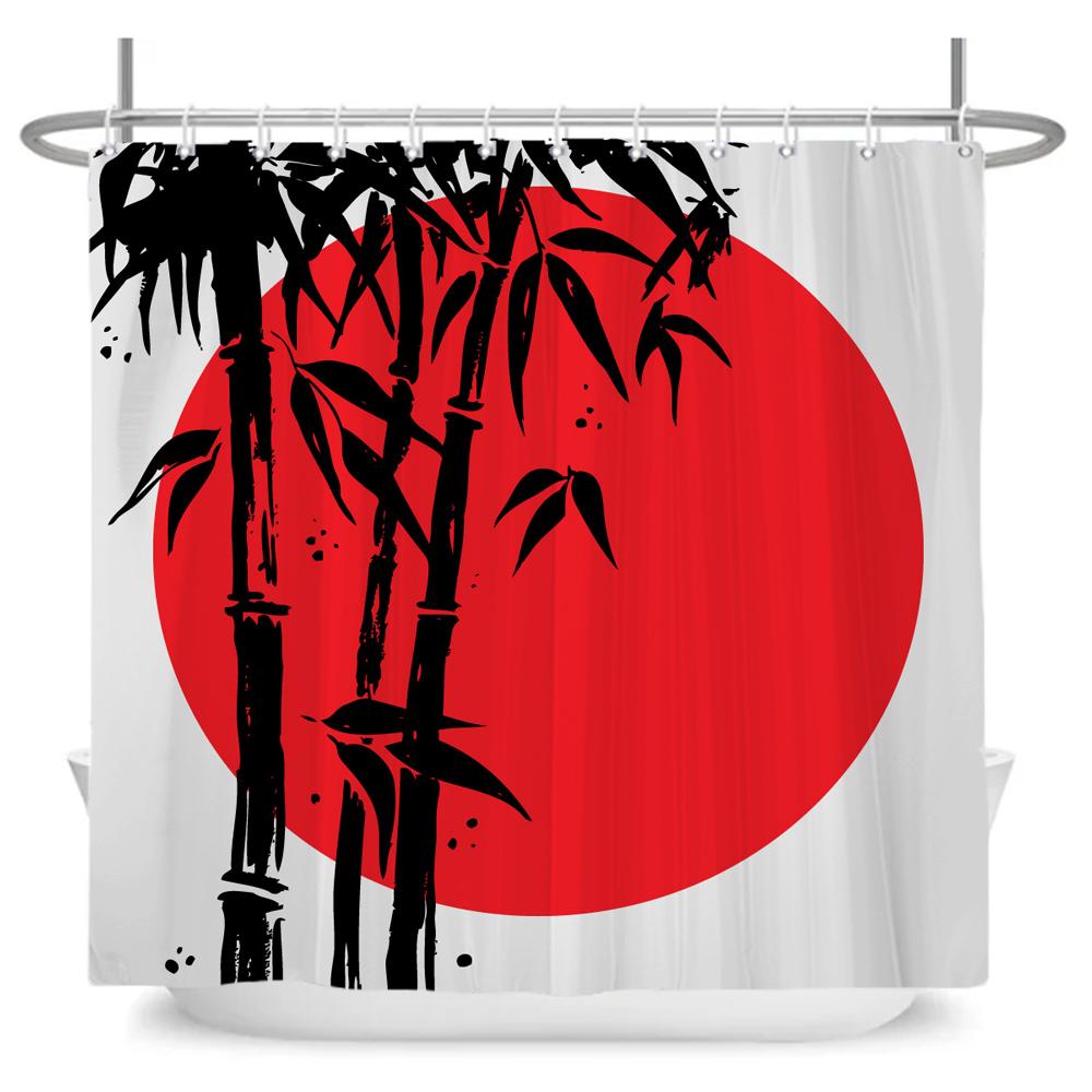 Japanese Style Flower And Bird Plants Shower Curtain 3D Flowers Polyester Fabric Bathroom Curtains Bath Screen Decor Curtain W60H190(CM)-1 Pcs