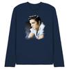 Elvis Presley Unisex Adult Blue Profile Long-Sleeved T-Shirt