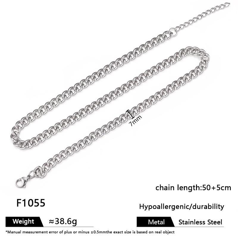 Multi-Size Titanium Steel Cuban, Figaro, Clavicle, and Hip Hop Chain Necklaces
