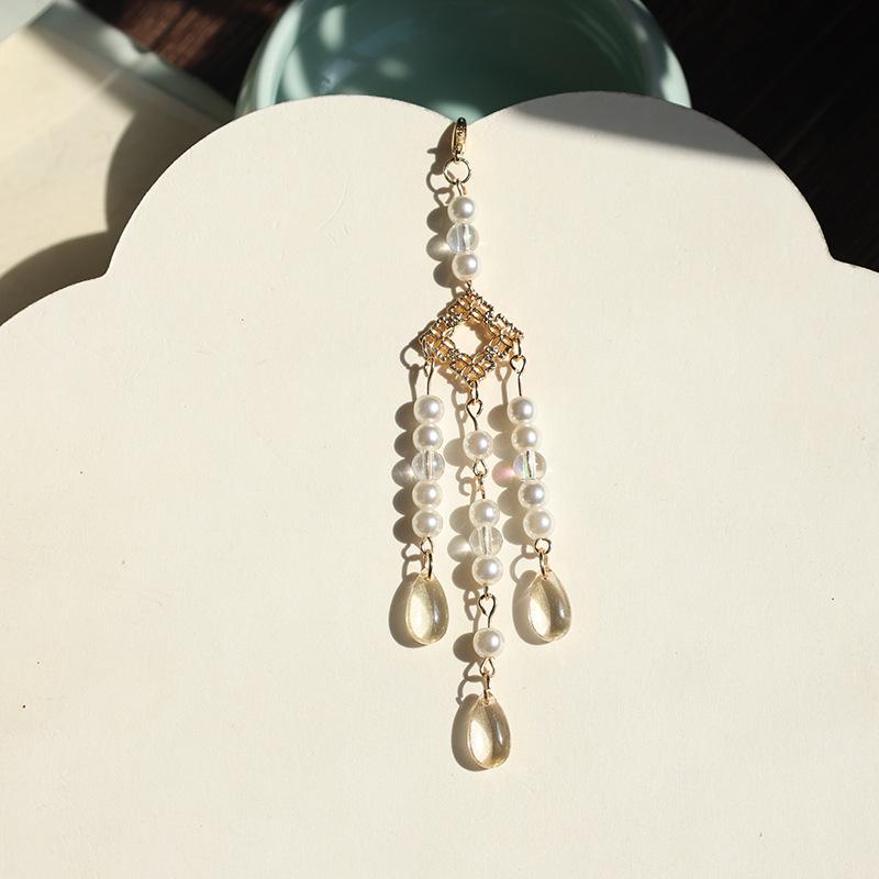 Ancient Style Removable Tassel Fan Hairpin Pendant - Chinese Semi-Finished Step Shake Accessory.