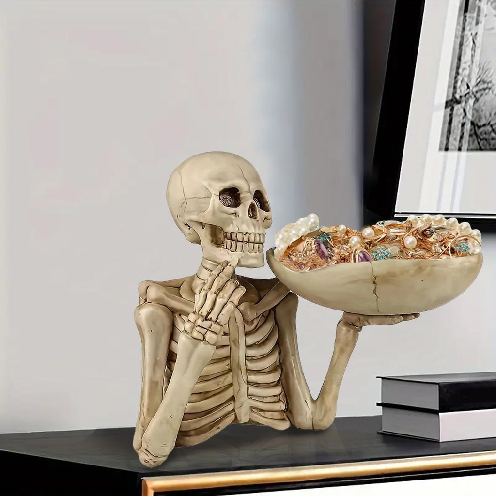 1pc Skeleton Fruit Plate Personalized Skeleton Ornament Home Key Storage Plate Cross Border Decoration Fruit Basket Key Storage Box