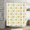 Vintage Style Floral Smiley Face Shower Curtain Waterproof Decoration for Bathroom Accessories White Yellow Flowers Pattern