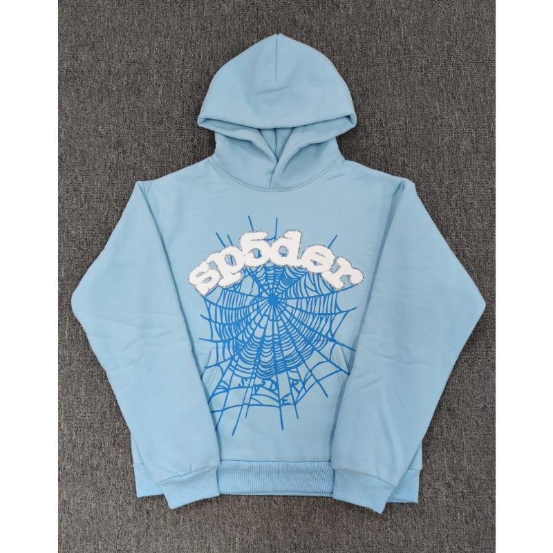Heavy fleece foam print spider web hoodie sports casual sweater sweatpants set