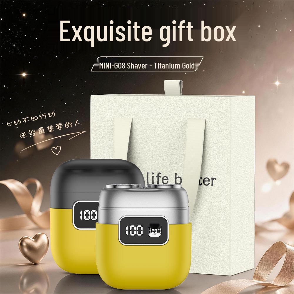Compact Dual-Head Magnetic Electric Shaver: Rechargeable Razor with Digital Display and Gift Box
