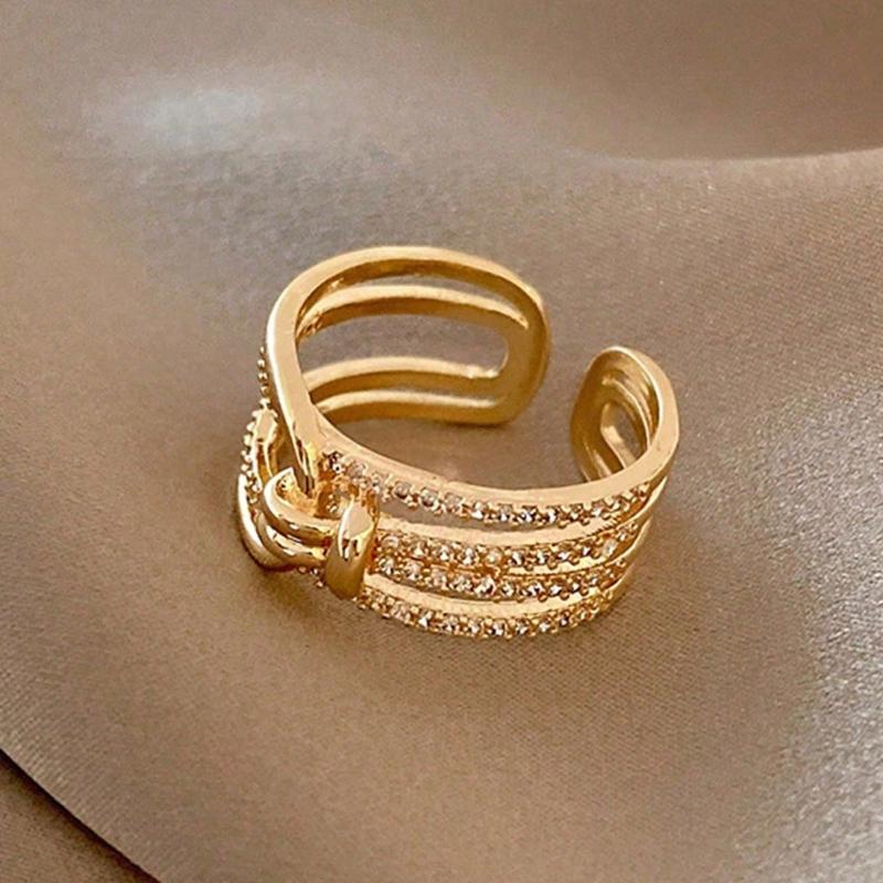 

1 шт. Модное многослойное кольцо из нержавеющей стали с декором из кубического циркония для женщин для повседневного украшения one-size