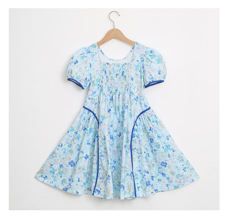 2025 Summer Mother-Daughter Floral Smocked Princess Dress - Korean Style Beach Outfit for Girls