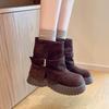 Men Women Boots Platform Flats Woman Ankle Fashion Belt Buckle Height Increase Shoes Street Style Ladies Chunky Heel Short Booties