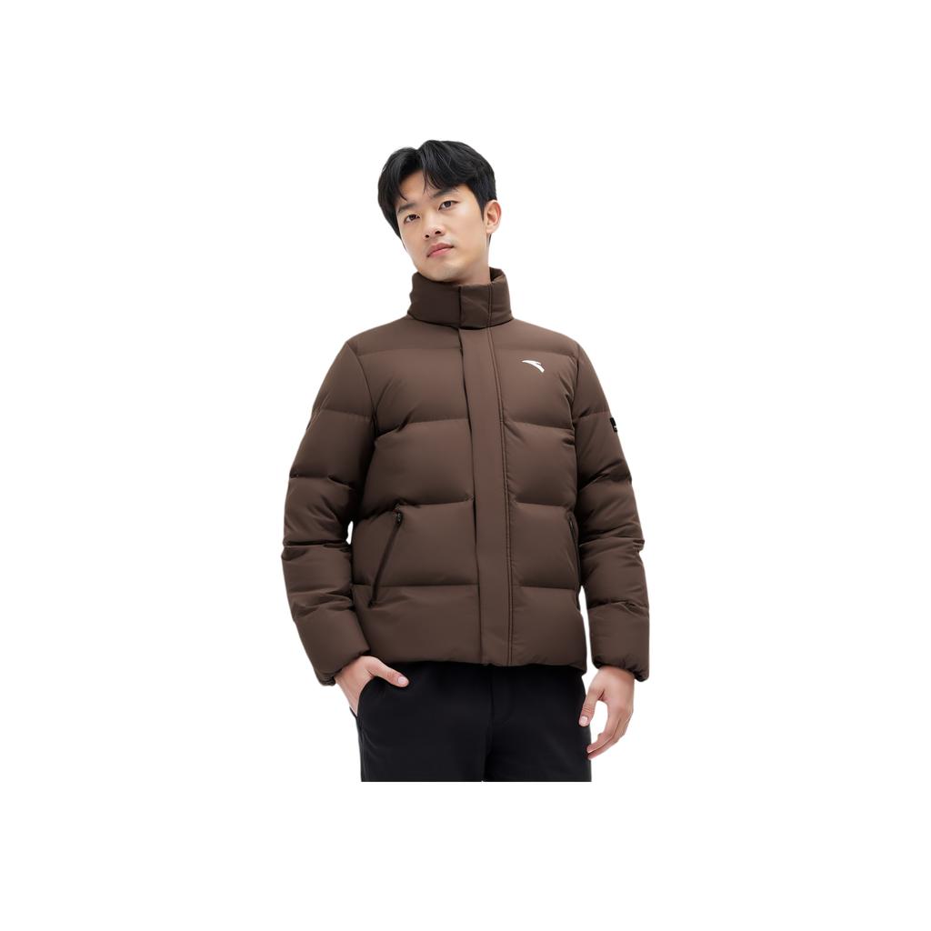 Anta Training Series Solid Color Short Stand Collar Casual Versatile Warm Water Resistant Outdoor Down Jacket Men Jacket Chestnut-Brown 952547902-2