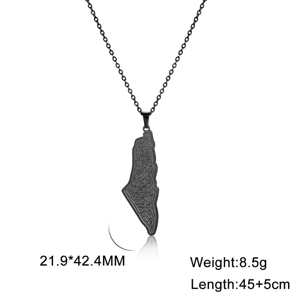  Fashion Israel Palestine Map Pendant Necklace Islamic Script Architecture Pattern Necklaces Stainless Steel Jewelry Gift