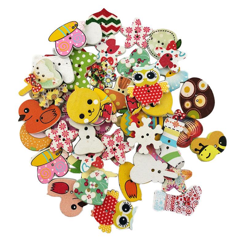 (50 pieces) 2-hole mixed size white wooden button scrapbook DIY home decoration