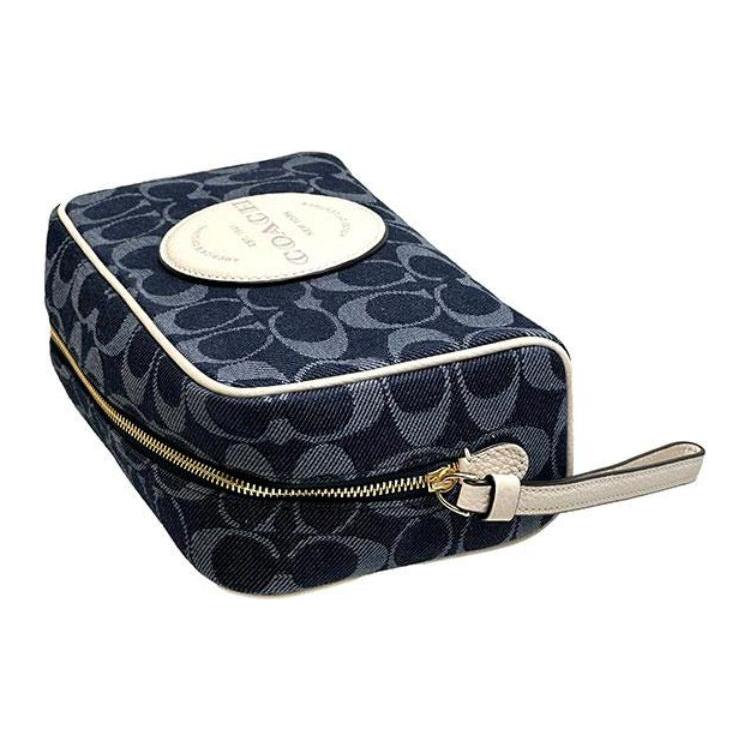New COACH DempseyBoxy Leather Cotton Small Square Bag, Camera Bag, Makeup Bag, Clutch Trumpets Women's Denim C4230-IMDEI