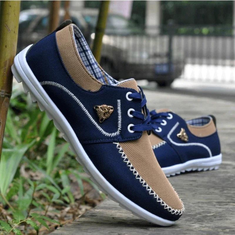 Flat Canvas Shoes for Men Spring Summer Comfortable Male Sneakers Soft Big Size Driving Footwear Peas Shoe Men Casual