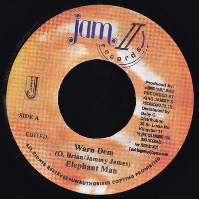 7inch Record ELEPHANT MAN - Warn Dem NONE Jam II Records 2003 Jamaica Reggae, Ska & Dub Used