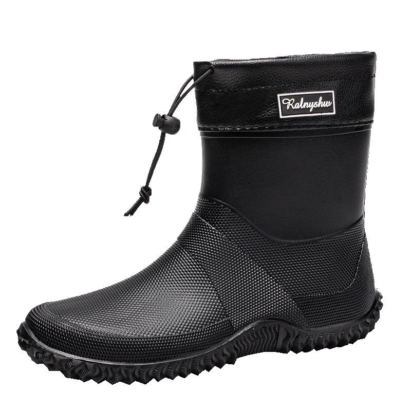 

Модные парные короткие износостойкие дождевые ботинки-трубы унисекс черные резиновые сапоги для рыбалки на открытом воздухе водонепроницаемая обувь 36/37