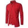 Camicia da uomo autunno primavera finto colletto alla coreana in due pezzi bavero manica lunga cardigan monopetto slim fit top formale da lavoro di media lunghezza
