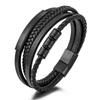 Shunquan Jewelry Personalized Titanium Steel Leather Bracelet Braided Stainless Steel Men's Magnetic Buckle Multi-layerBracelet