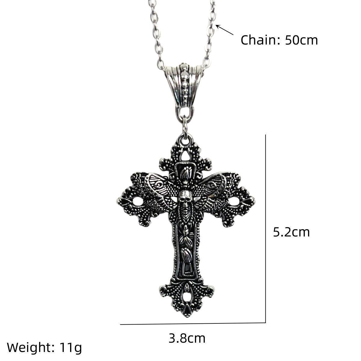 Dark Punk Gothic Moth Skull Cross Necklace – New European/American Style