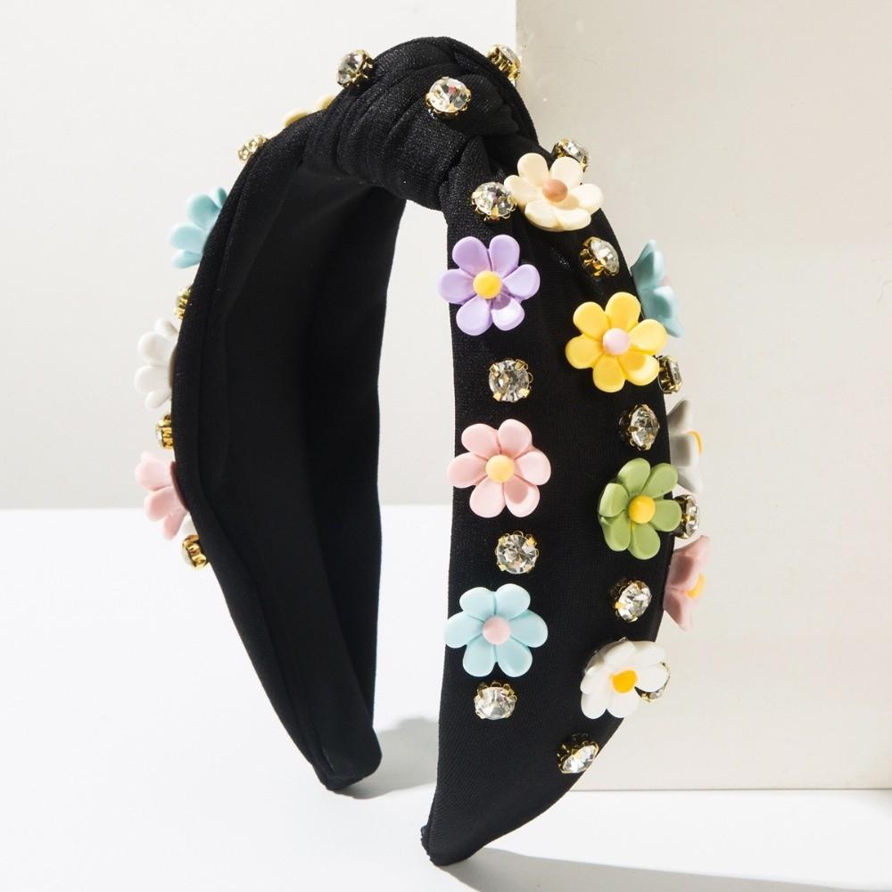 Gifts Baroque Diamond Flower Headband Wide Floral Accessories Sweet Headbands Candy-colored Women's Hair Accessories