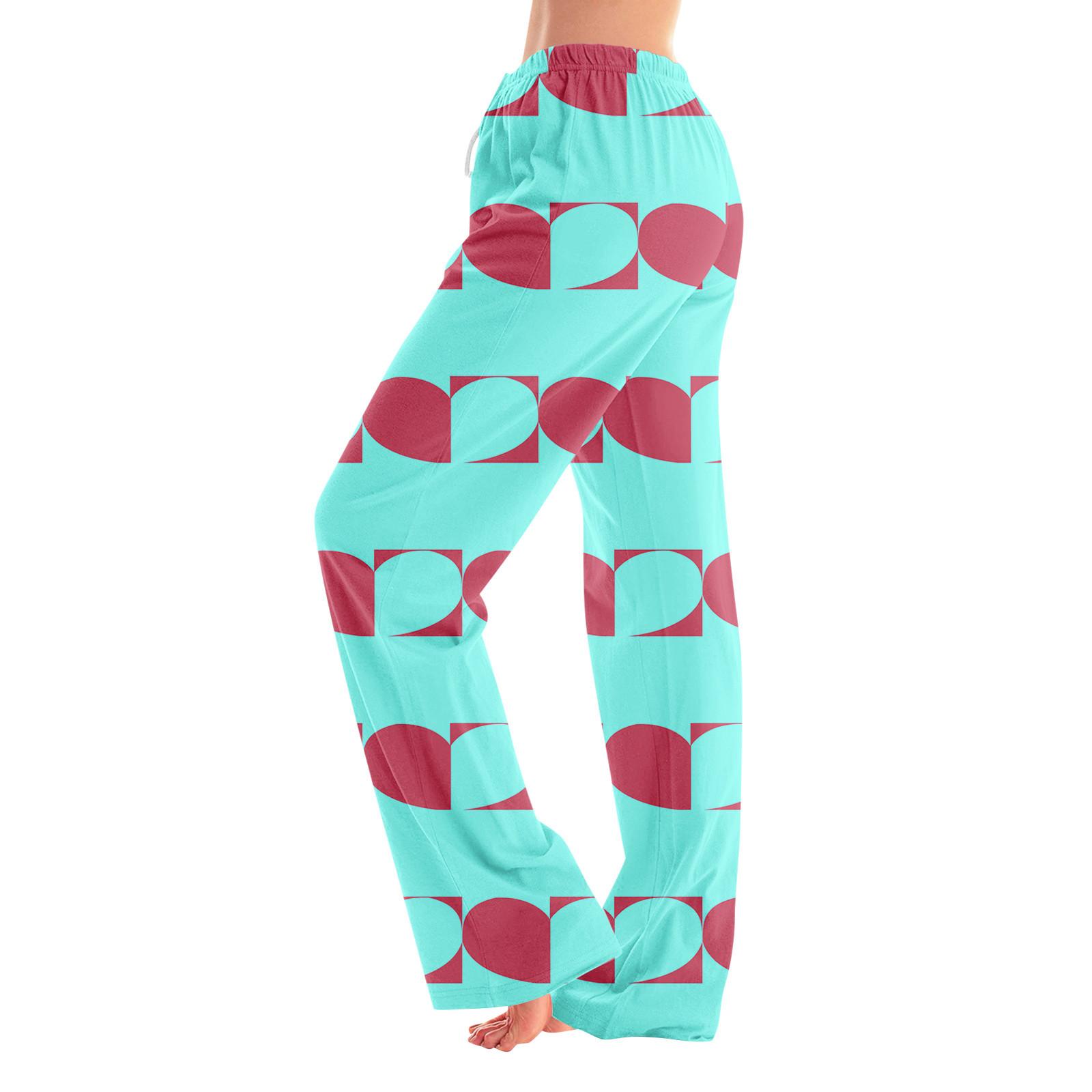 

Женские пижамные штаны, одежда для сна, повседневные брюки с эластичной резинкой на талии, удобные прямые свободные брюки для йоги M циан