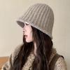 Knit Bucket Hat Women Autumn Winter Big Head Girth Solid Color Warm Fisherman Cap Match Premium Feeling Woolen Outdoor M571