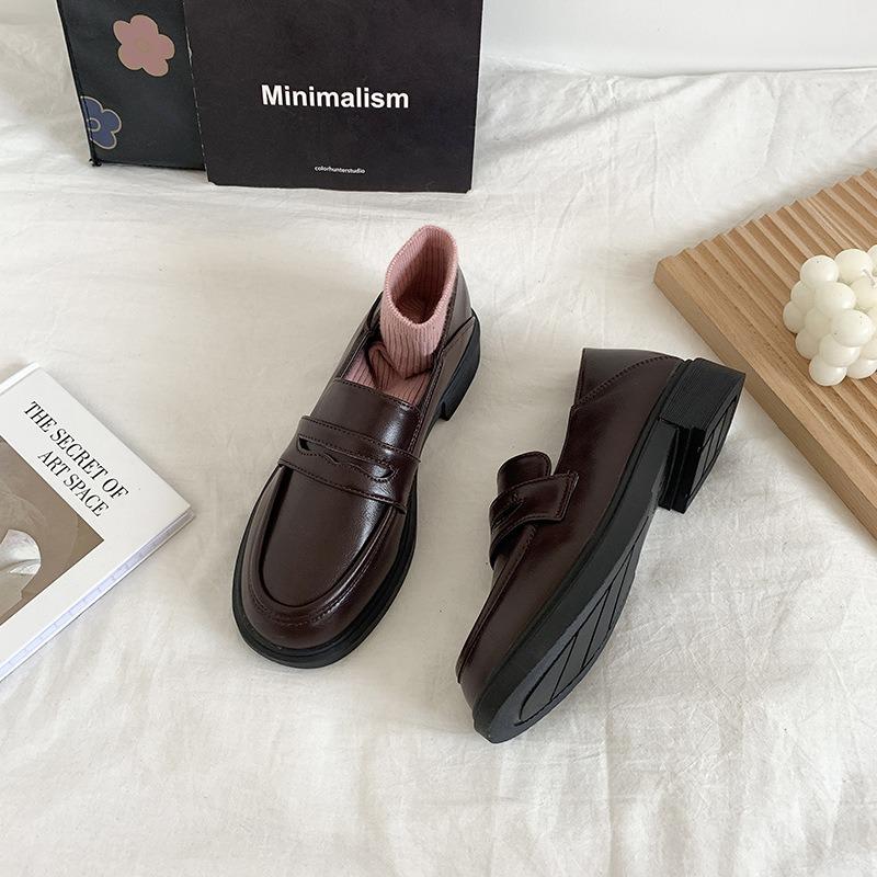 Maogu Women Leather Shoes Girls Japanese School Shoe College Gothic High Quality Loafers for Women Black 2024 Zapatos De Mujer