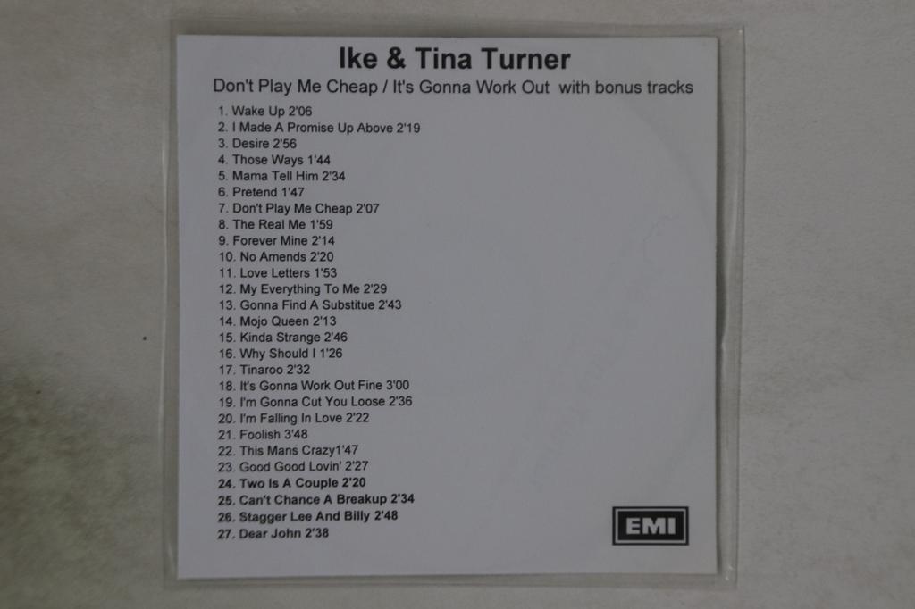 CD IKE & TINA TURNER - Dont Play Me Cheep / Its Gonna Work NONEPROMO EMI Unknown Soul/Funk Used