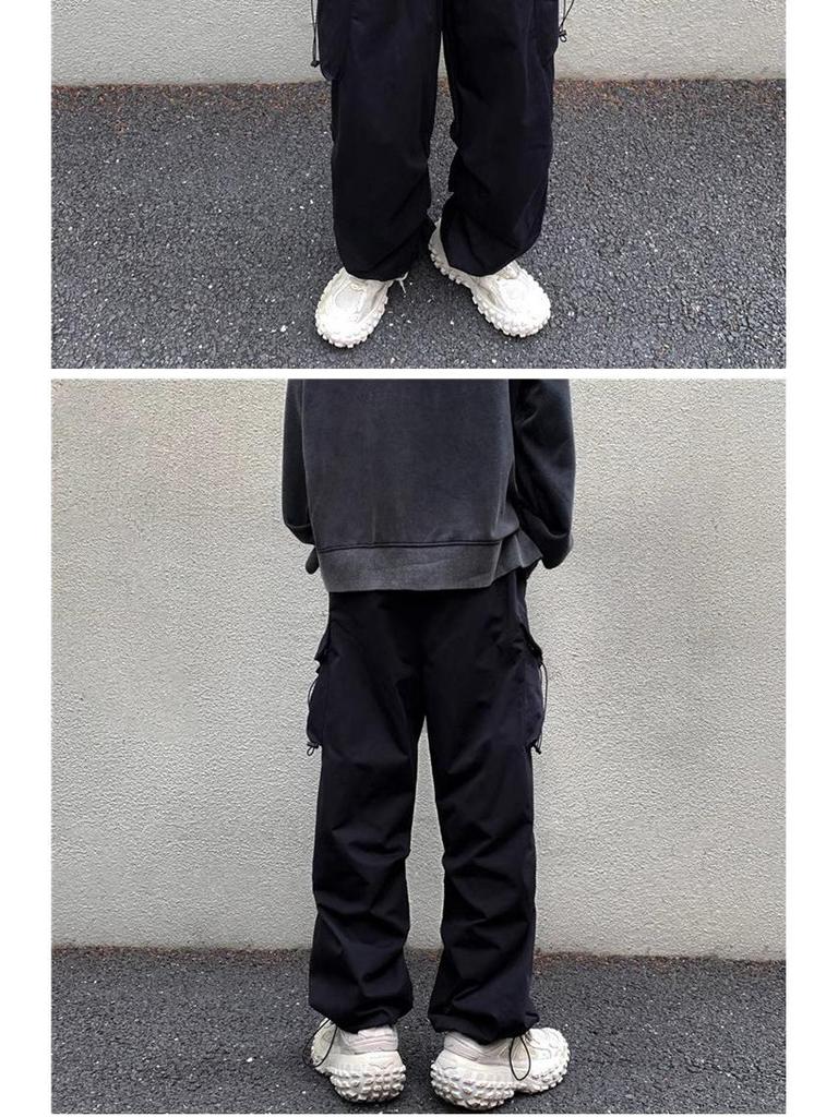 Vintage Retro Amerikan İş Pantolonu – Unisex Bol Kesim Günlük Stil Bilekte Bağcıklı İpli