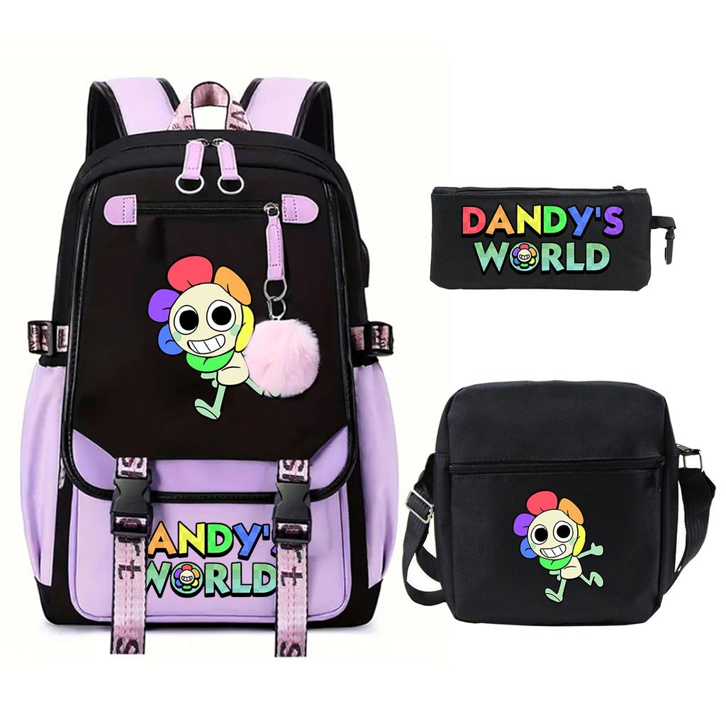 Dandy's World School Trend Children's Backpack Set Large Capacity Primary and Secondary School Student Leisure Bag