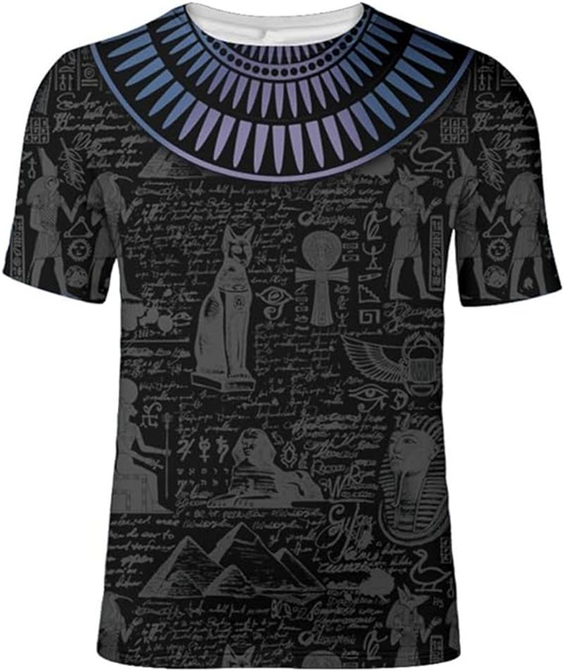 Vintage Altes Ägypten 3D Gedrucktes T-Shirt Herren Damen Sommer Lässig Kurzarm T-Shirts Mode Straße Rundhals Tee Tops