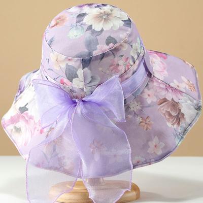 Damen Sommer Sonnenhut, Fischerhut mit breiter Krempe, mit Spitze, Blume, Schmetterlingsschleife, atmungsaktiver Polyester Web-Bucket-Hut