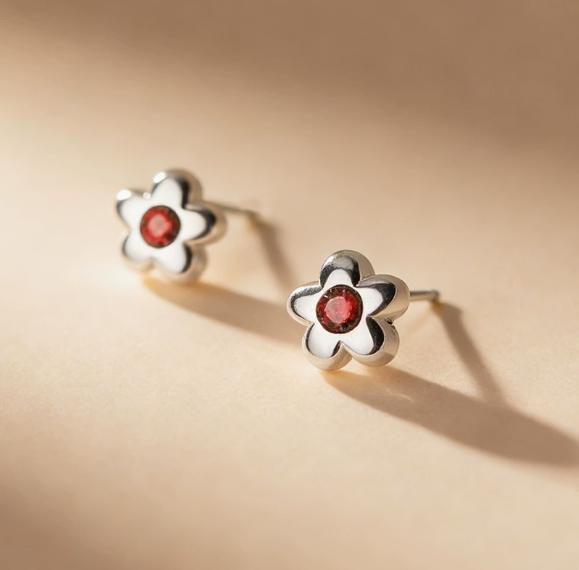 

Colorful Diamond Flower Simple 925 Sterling Silver Jewelry Summer Stud Earrings 3942 серебряный