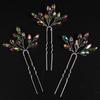 13Colors Fashion Rhinestone Bridal Hairpins 3PCS Headpiece for Wedding Hair Accessories Handmade Vintage Party Tiaras Headdress
