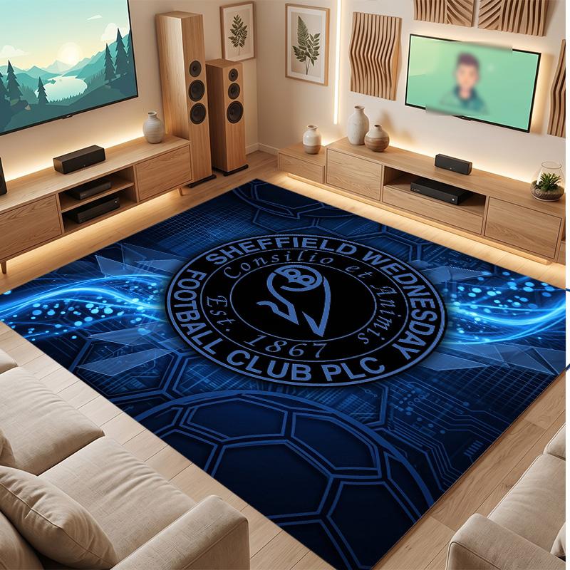 Tappeto in Cristallo di Velluto con Stampa del Sheffield Wednesday Football, Comodo Assorbente d'Acqua Antiscivolo per Pavimenti Interni