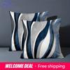 1 Stück - 2D Flachdruck Moderne Blaue Weiße Schwarze Gemusterte Kissenbezüge Polyester Kissenbezug, Dekorative Sofakissenhülle